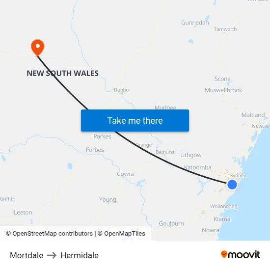 Mortdale to Hermidale map