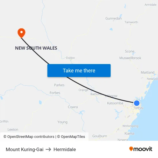 Mount Kuring-Gai to Hermidale map
