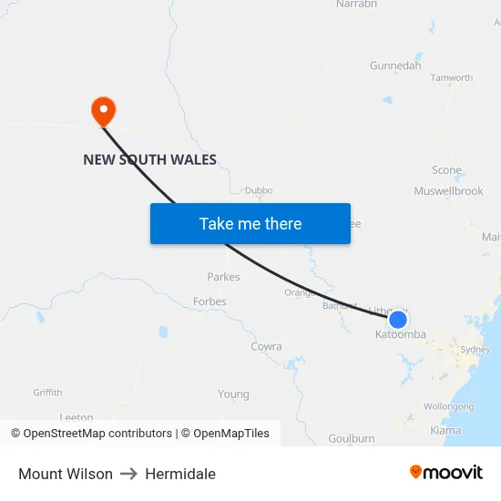 Mount Wilson to Hermidale map