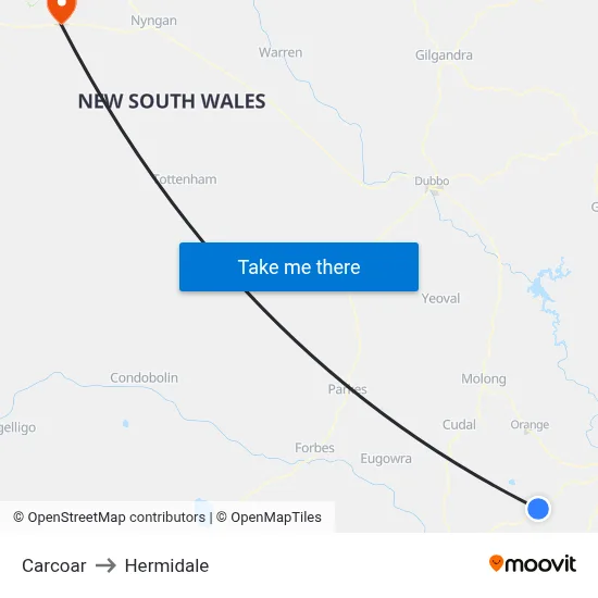 Carcoar to Hermidale map