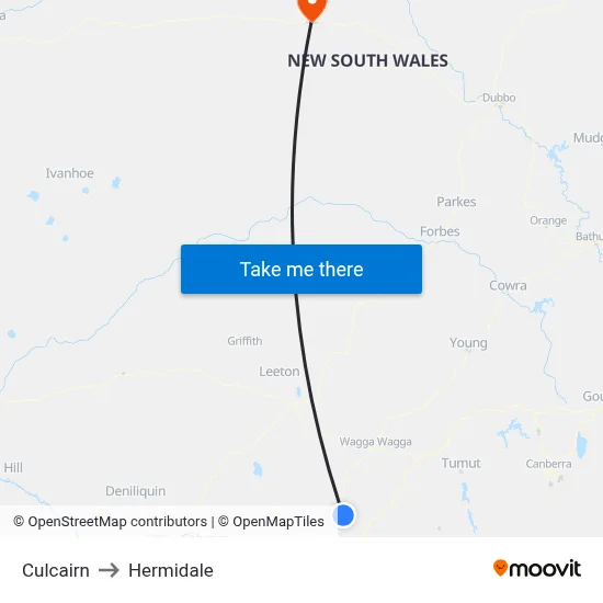 Culcairn to Hermidale map