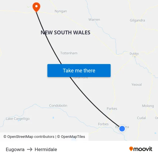 Eugowra to Hermidale map