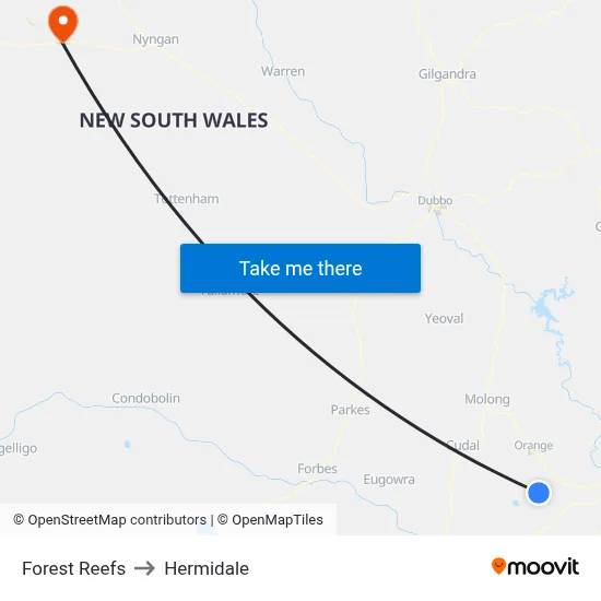 Forest Reefs to Hermidale map