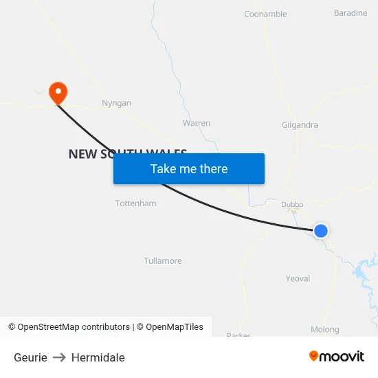 Geurie to Hermidale map