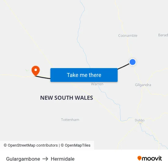Gulargambone to Hermidale map
