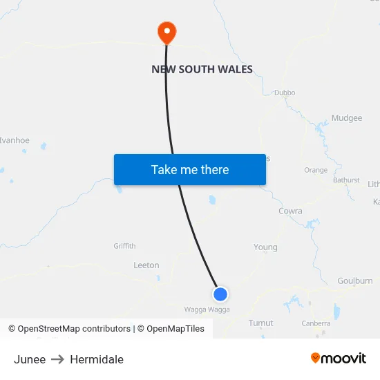 Junee to Hermidale map