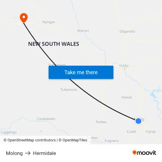 Molong to Hermidale map
