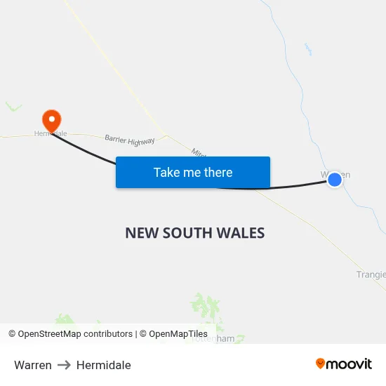 Warren to Hermidale map