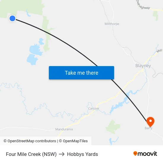 Four Mile Creek (NSW) to Hobbys Yards map