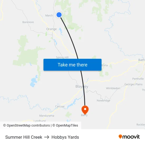 Summer Hill Creek to Hobbys Yards map