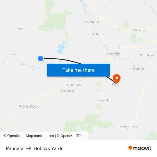 Panuara to Hobbys Yards map