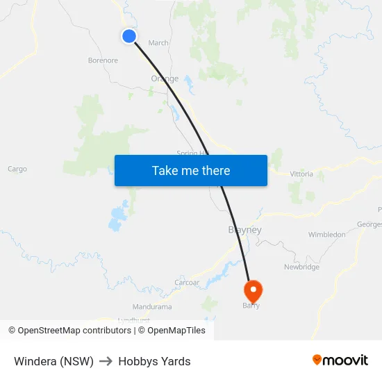 Windera (NSW) to Hobbys Yards map