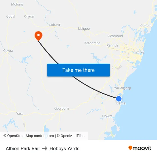 Albion Park Rail to Hobbys Yards map