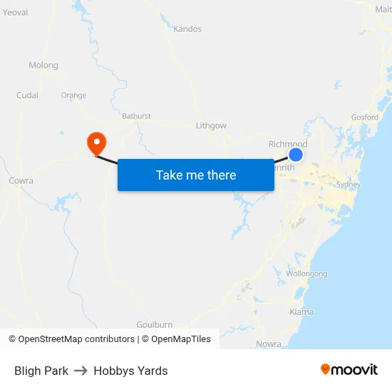 Bligh Park to Hobbys Yards map