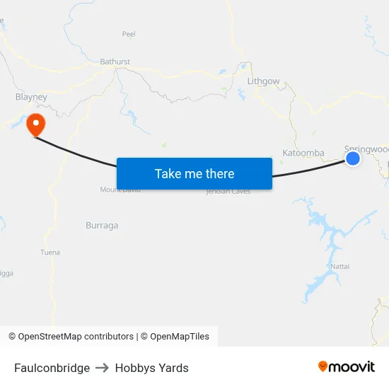 Faulconbridge to Hobbys Yards map
