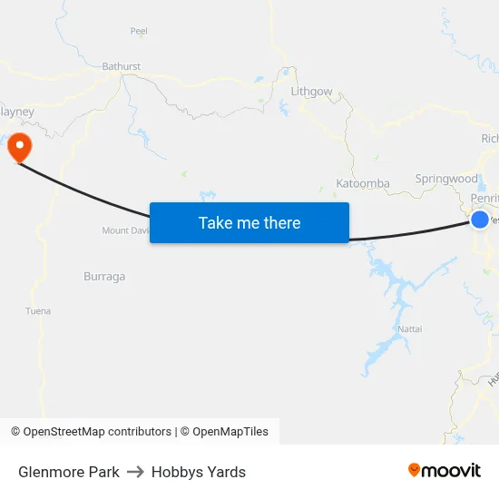 Glenmore Park to Hobbys Yards map