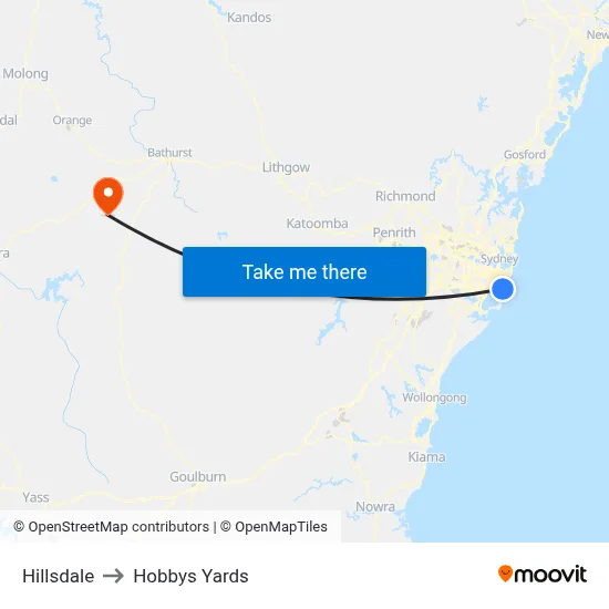 Hillsdale to Hobbys Yards map