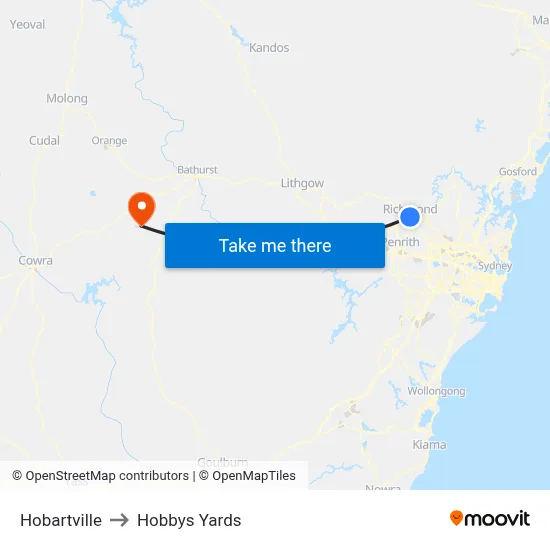 Hobartville to Hobbys Yards map