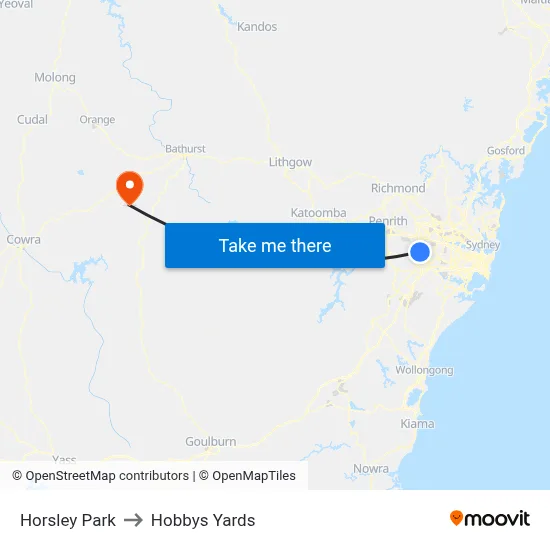 Horsley Park to Hobbys Yards map