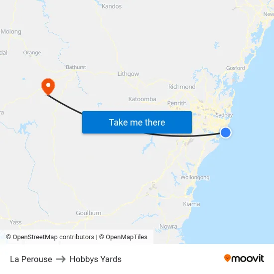 La Perouse to Hobbys Yards map