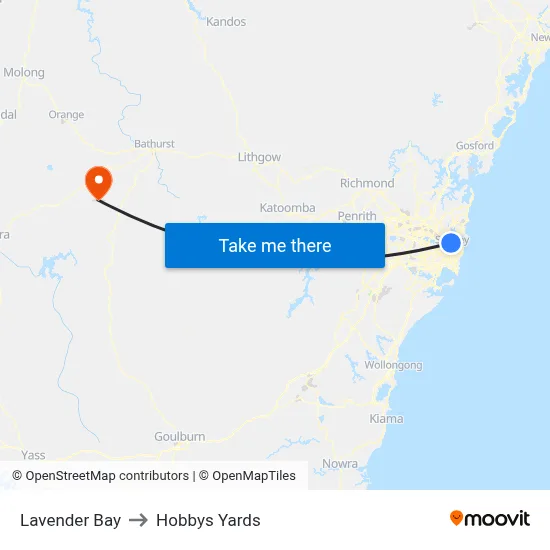 Lavender Bay to Hobbys Yards map