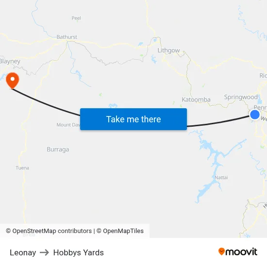 Leonay to Hobbys Yards map