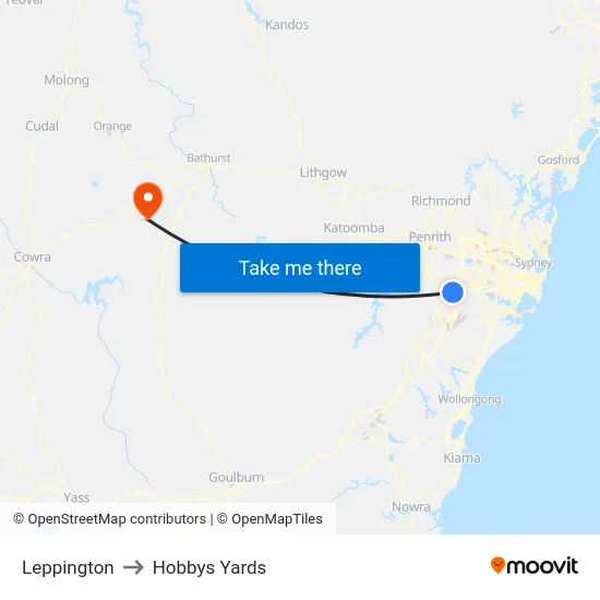 Leppington to Hobbys Yards map