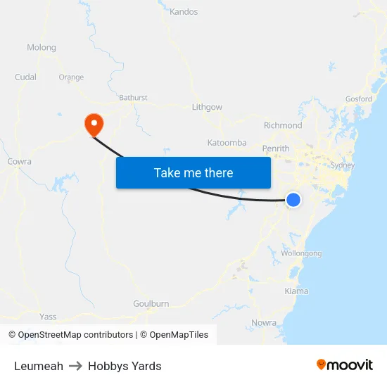 Leumeah to Hobbys Yards map