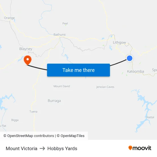 Mount Victoria to Hobbys Yards map
