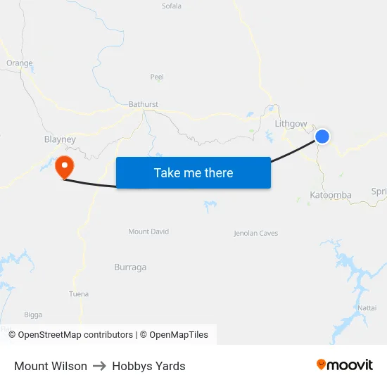 Mount Wilson to Hobbys Yards map