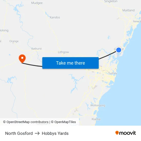 North Gosford to Hobbys Yards map