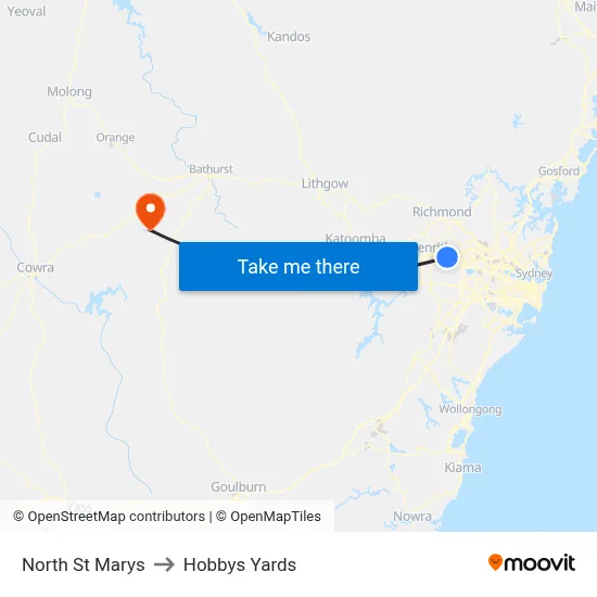 North St Marys to Hobbys Yards map