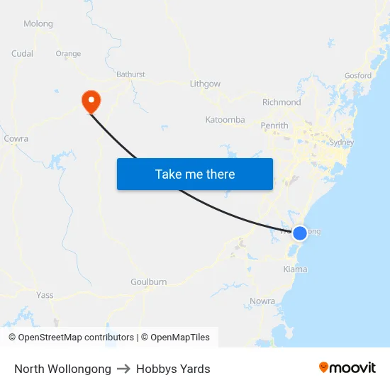 North Wollongong to Hobbys Yards map