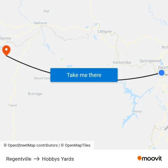 Regentville to Hobbys Yards map