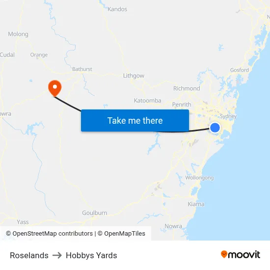 Roselands to Hobbys Yards map