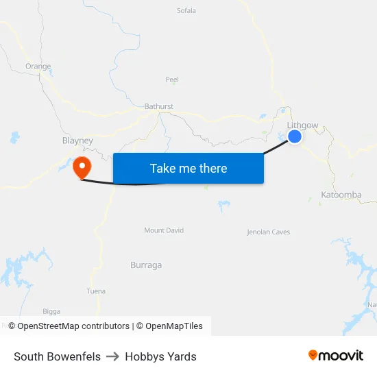 South Bowenfels to Hobbys Yards map