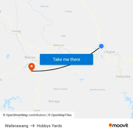 Wallerawang to Hobbys Yards map