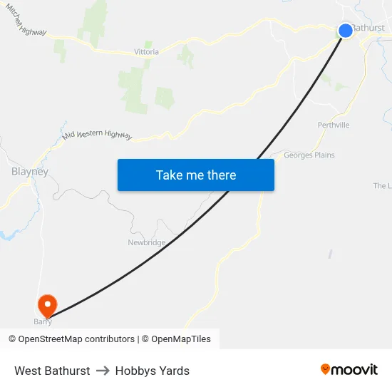 West Bathurst to Hobbys Yards map