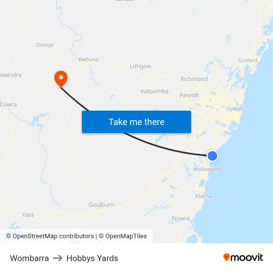 Wombarra to Hobbys Yards map