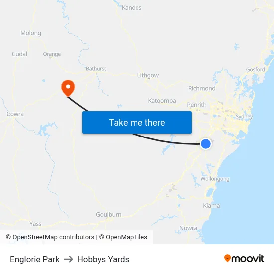 Englorie Park to Hobbys Yards map