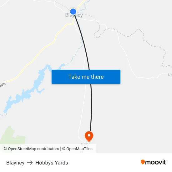 Blayney to Hobbys Yards map