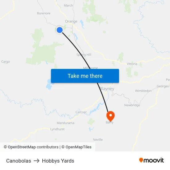 Canobolas to Hobbys Yards map