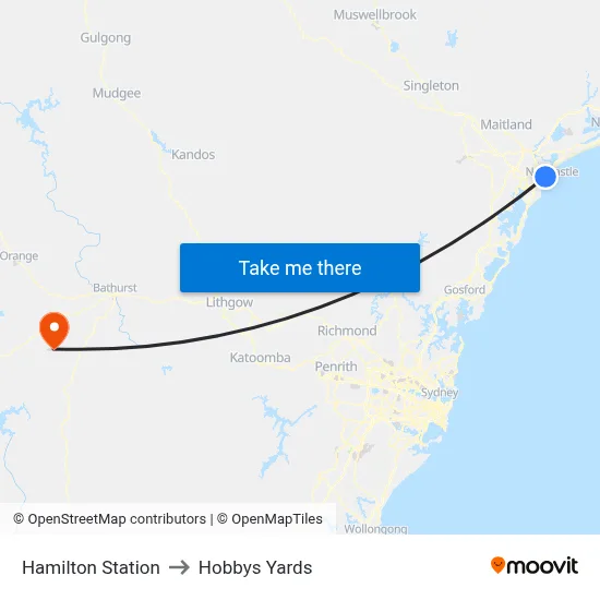 Hamilton Station to Hobbys Yards map