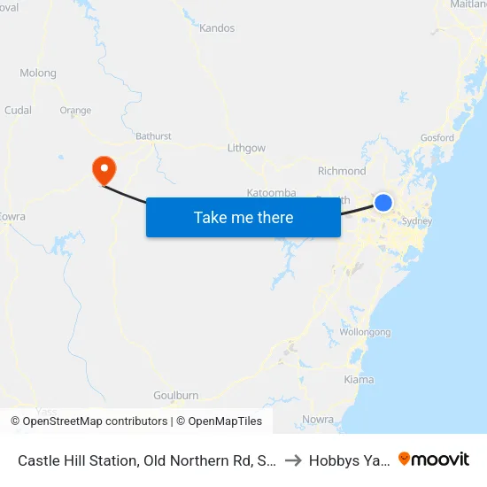 Castle Hill Station, Old Northern Rd, Stand A to Hobbys Yards map