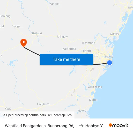 Westfield Eastgardens, Bunnerong Rd, Stand A to Hobbys Yards map