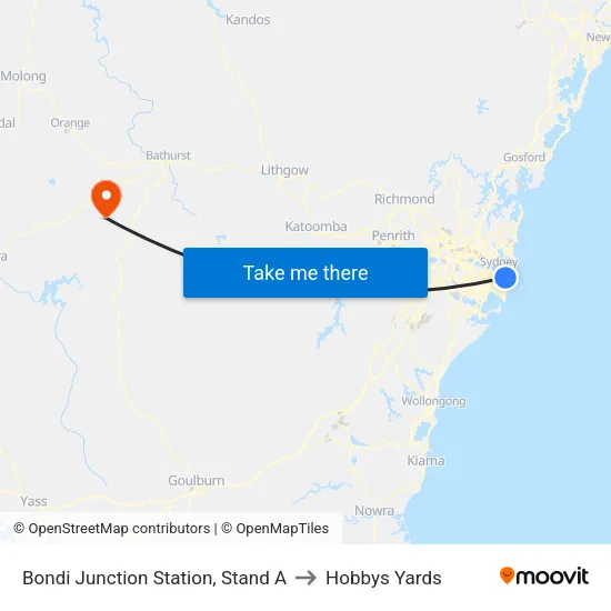 Bondi Junction Station, Stand A to Hobbys Yards map