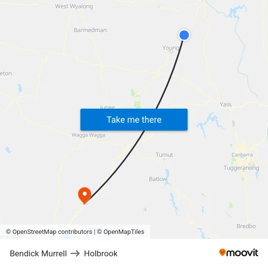 Bendick Murrell to Holbrook map