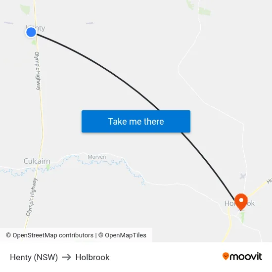 Henty (NSW) to Holbrook map