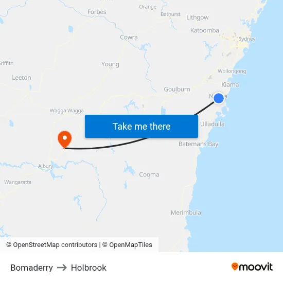 Bomaderry to Holbrook map