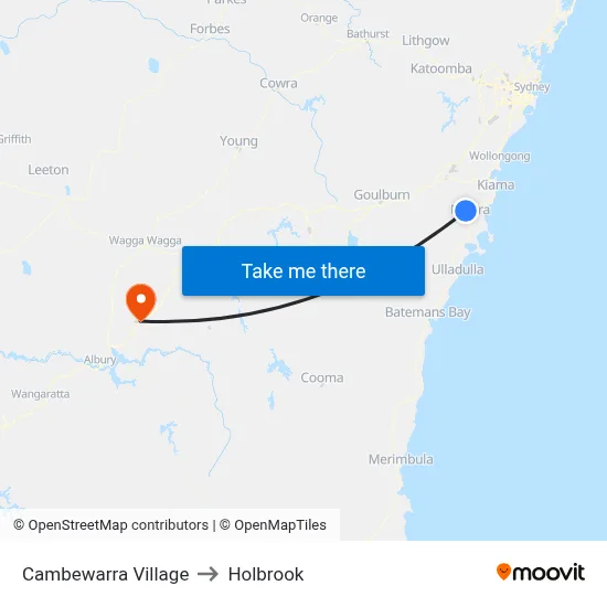 Cambewarra Village to Holbrook map